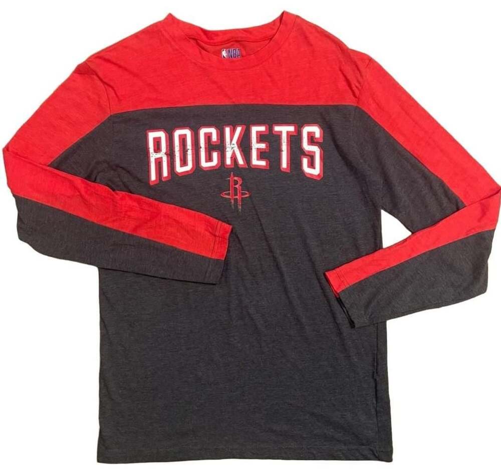NBA Houston Rockets Long Sleeve Shirt Men’s M Red Black Colorblock